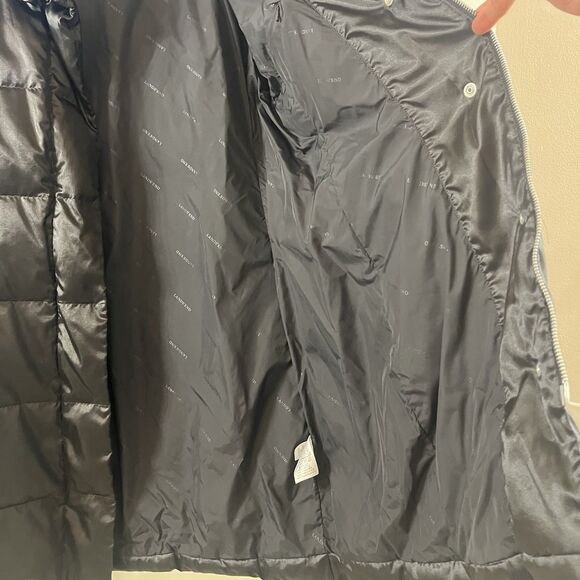 Lands' End Women M 10-12 Black Satin Down Puffer Jacket Knee Length Full Zip EUC - Picture 10 of 16